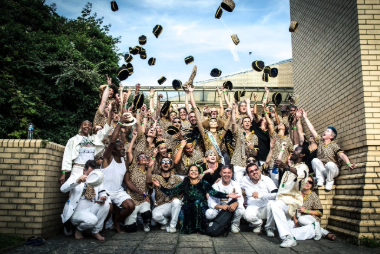 Carnival 2017 - Members of the band throwing hats in air