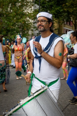 LSS Notting Hill Carnival 2018 - Drummer dressed as a sailor - Copyright Brian Guttridge