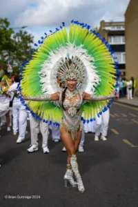 Jiyeon parading with LSS as Rainha da Bateria in 2024 - copyright Brian Gutteridge
