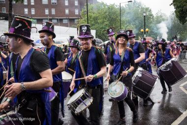 Carnival 2015 - drummers in top hats - Copyright Brian Guttridge