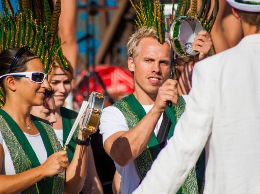 Erik Wennerberg - playing the tam instrument in a bateria group - band dance teacher at the school