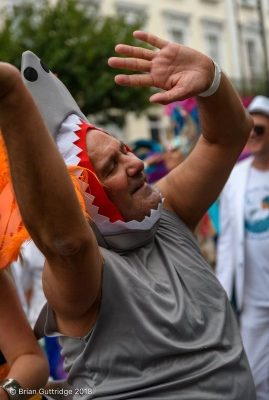 LSS Notting Hill Carnival 2018 - Man dressed as shark - Copyright Brian Guttridge